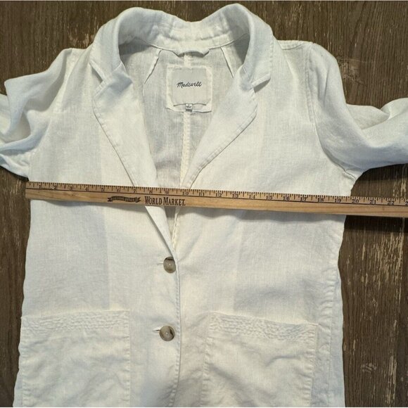 Madewell Women 100% Linen Dorset Blazer Boho Chic Coastal Shacket Medium White - Picture 7 of 14